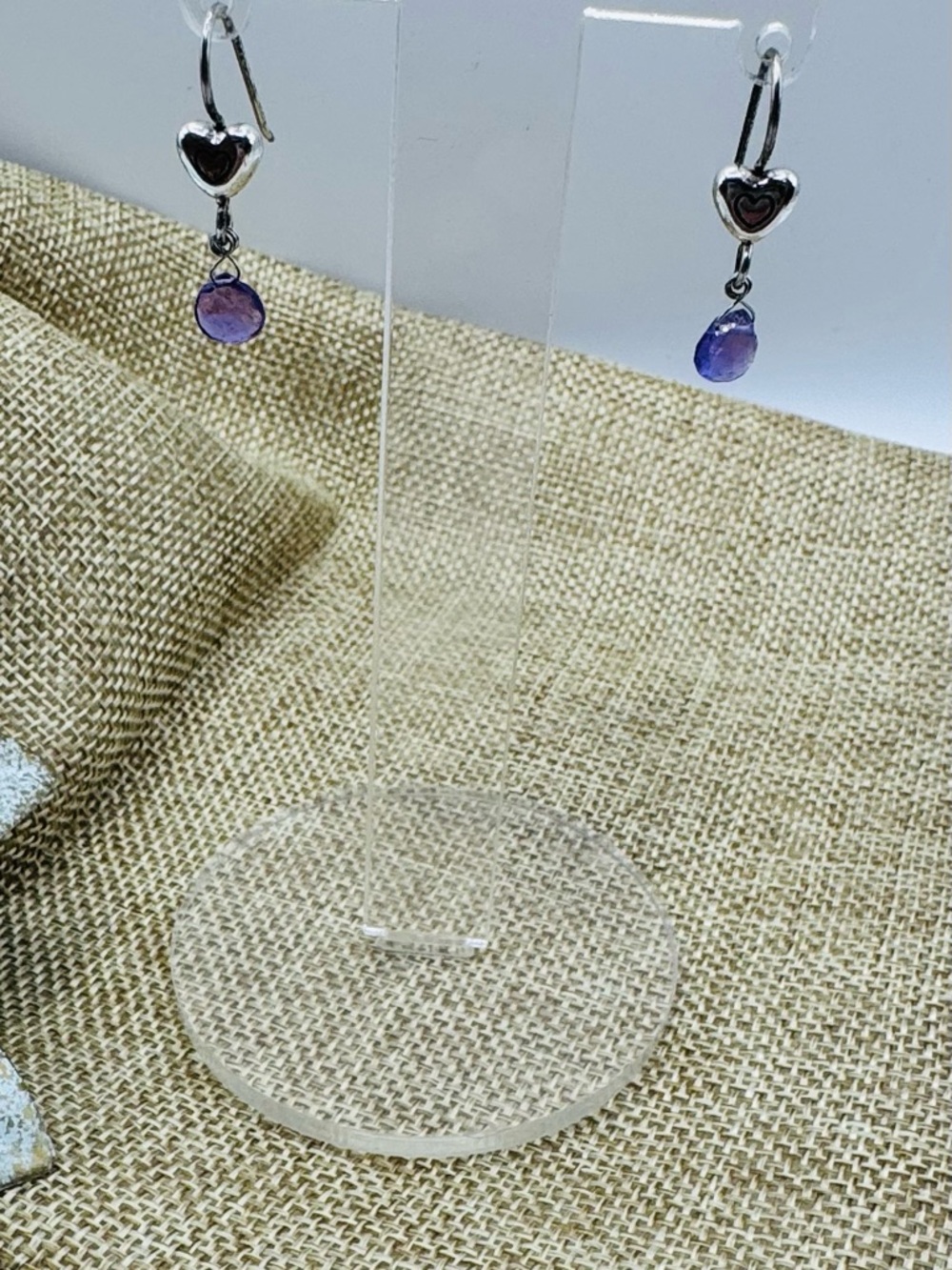 Brighton Silver Heart Earrings with Purple Drops - Picture 2 of 3